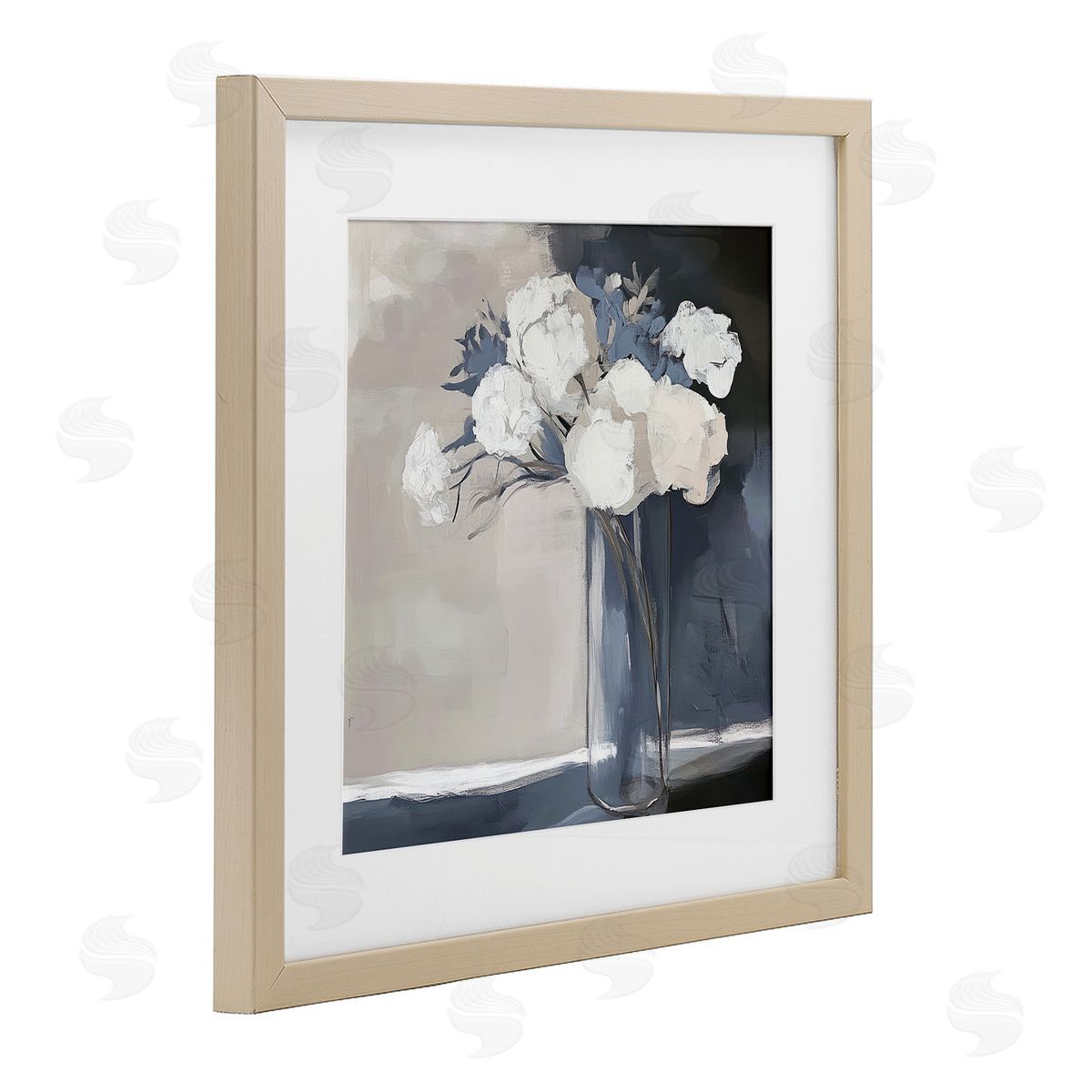 Mona Grace Gentle Petals Grey & Beige Canvas Wall Art Print
