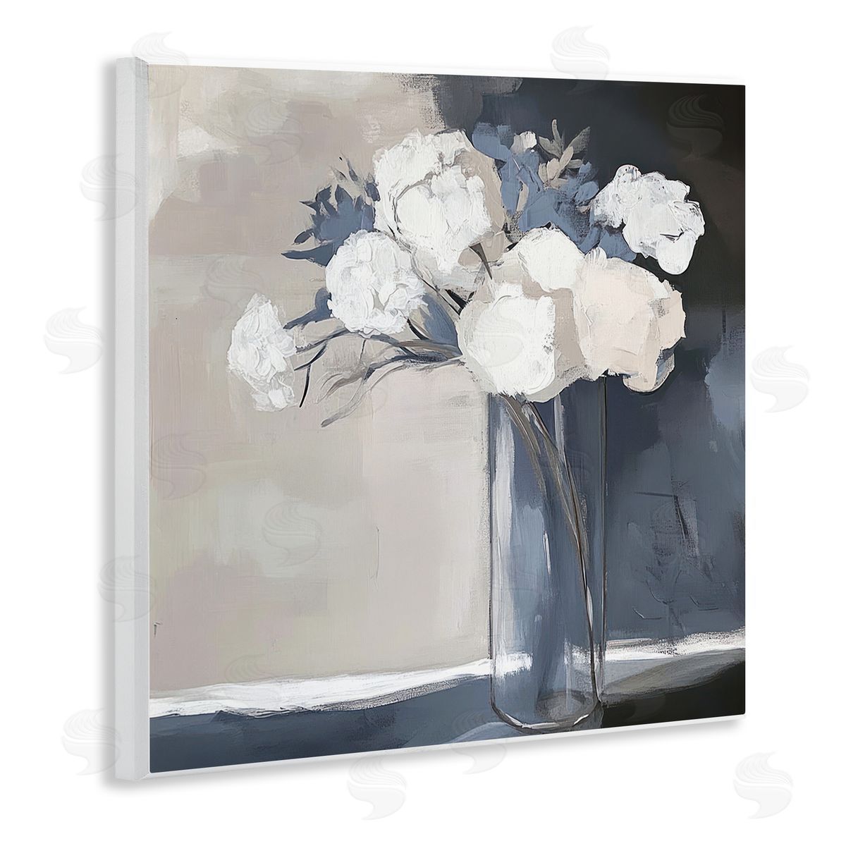 Mona Grace Gentle Petals Grey & Beige Canvas Wall Art Print