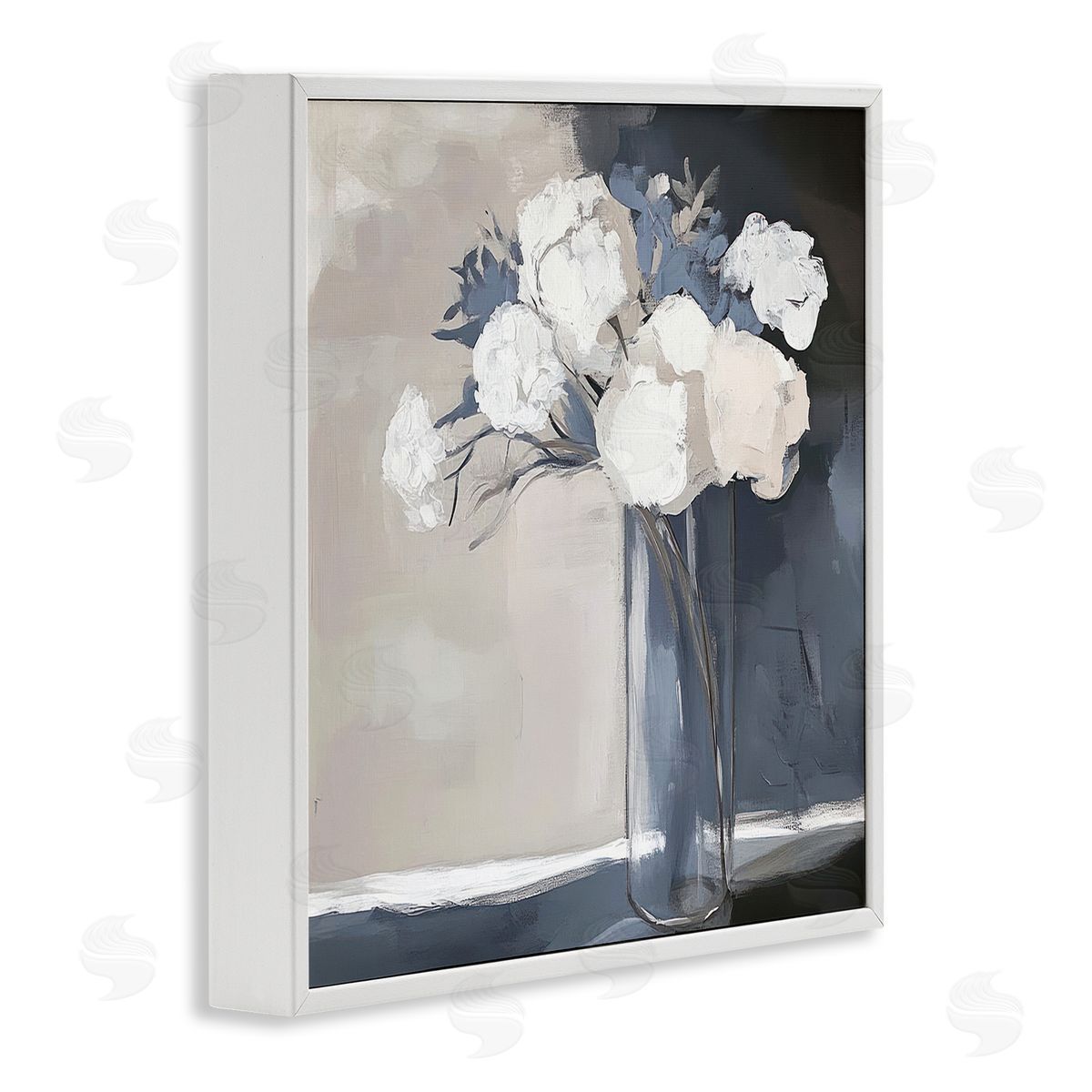 Mona Grace Gentle Petals Grey & Beige Canvas Wall Art Print