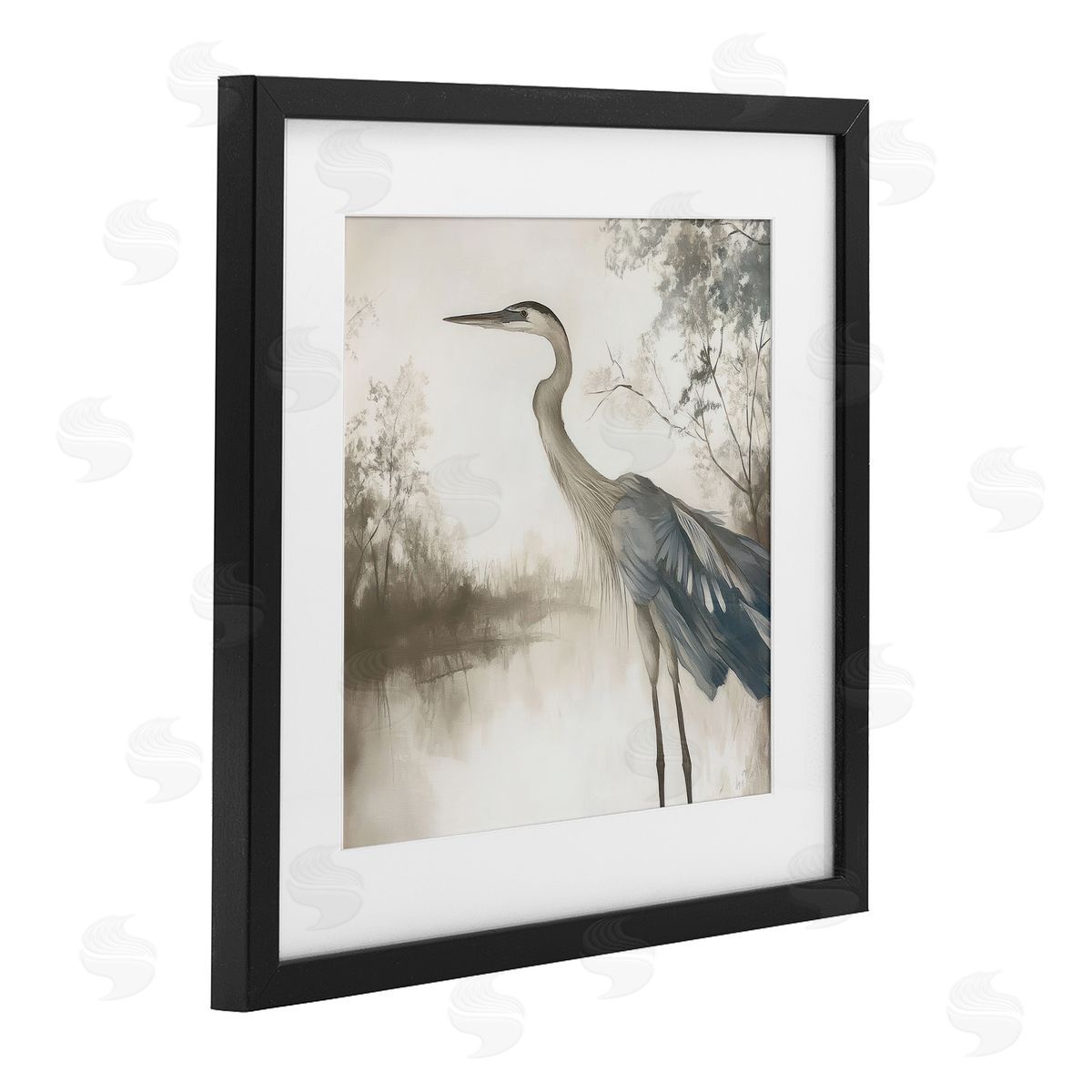Mona Grace Graceful Heron on Water Canvas Wall Art Print