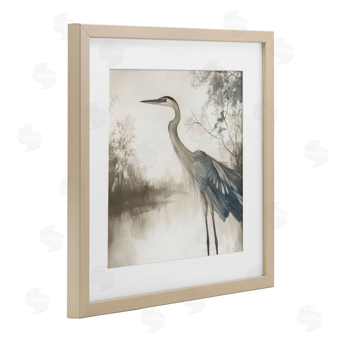 Mona Grace Graceful Heron on Water Canvas Wall Art Print