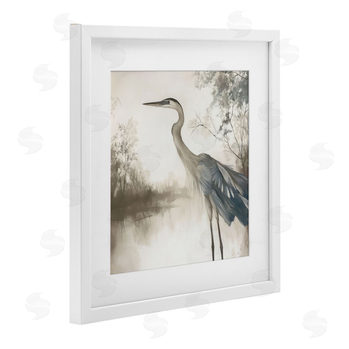 Mona Grace Graceful Heron on Water Canvas Wall Art Print