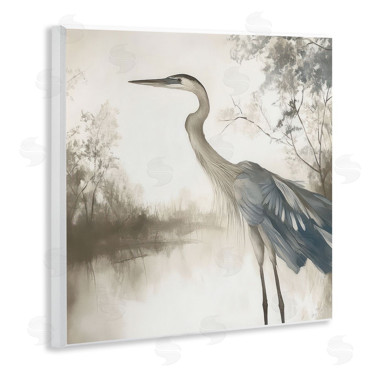 Mona Grace Graceful Heron on Water Canvas Wall Art Print