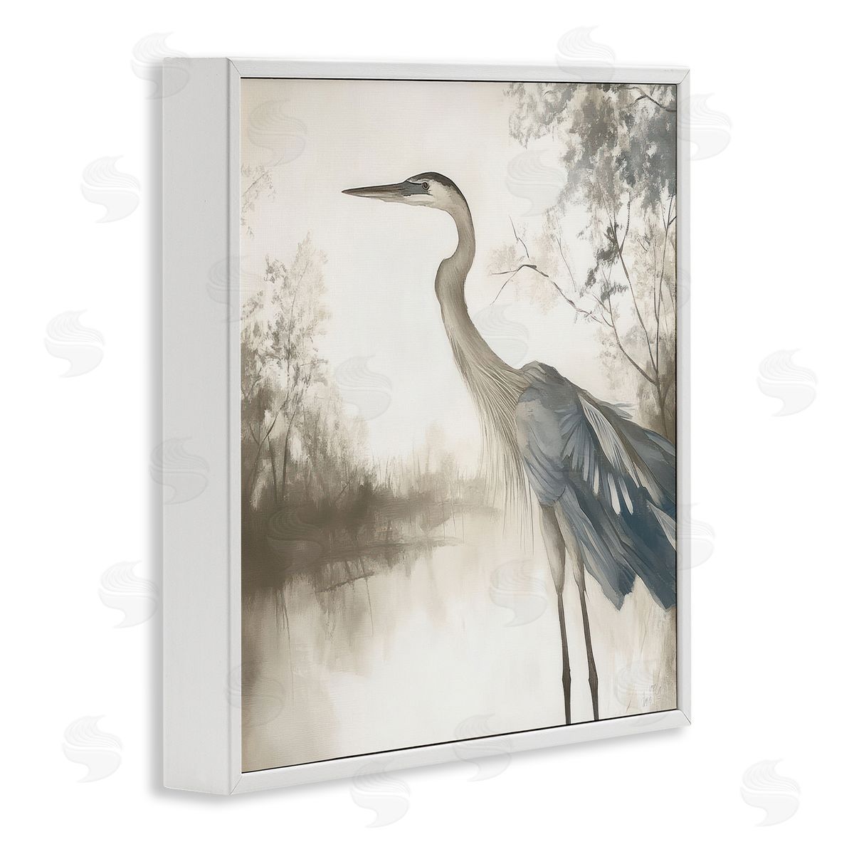 Mona Grace Graceful Heron on Water Canvas Wall Art Print