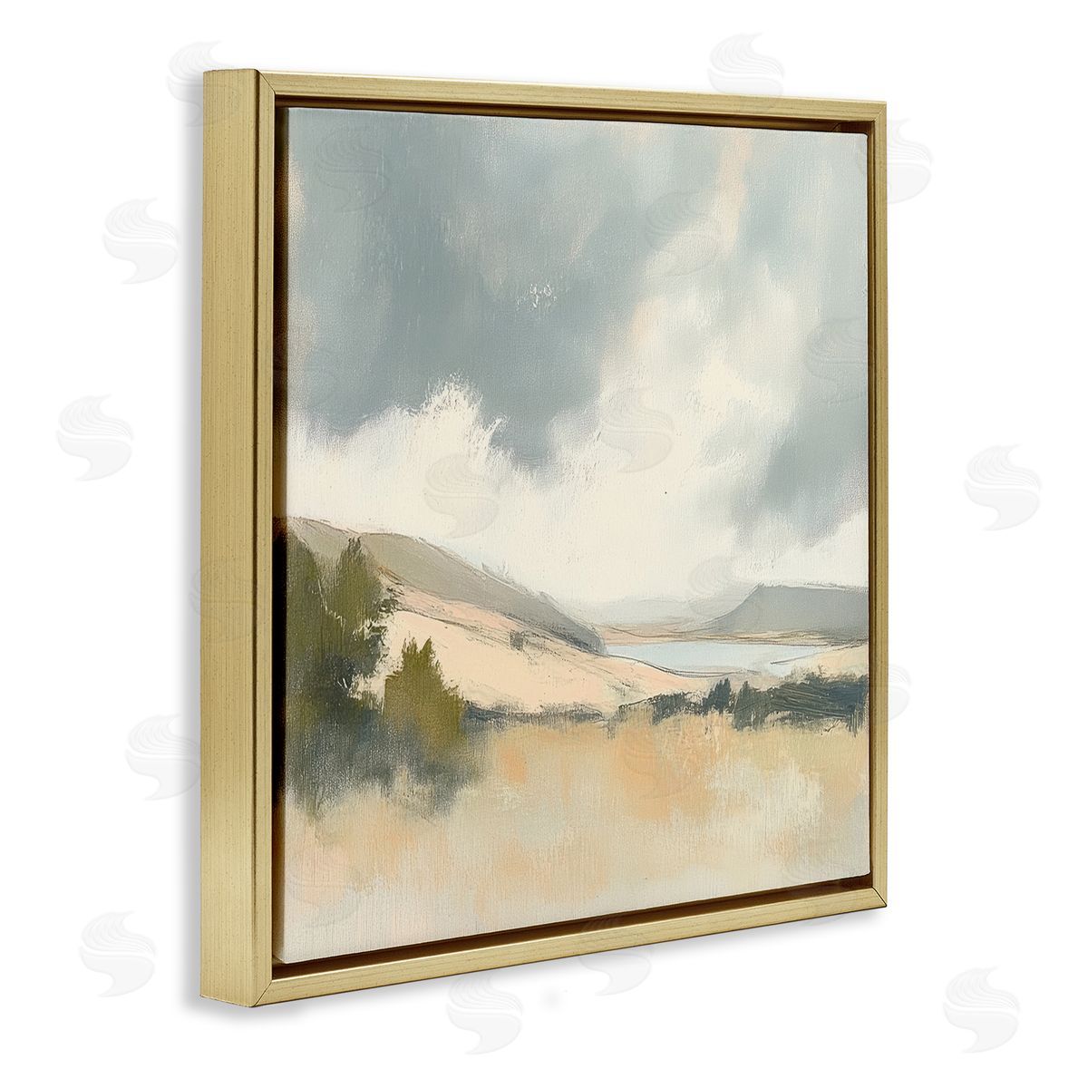 Mona Grace Brushed Landscape with Clouds Canvas Wall Art Print