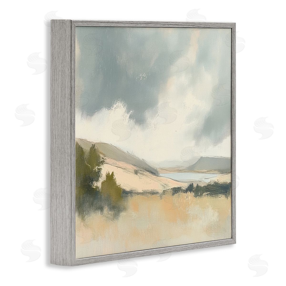 Mona Grace Brushed Landscape with Clouds Canvas Wall Art Print