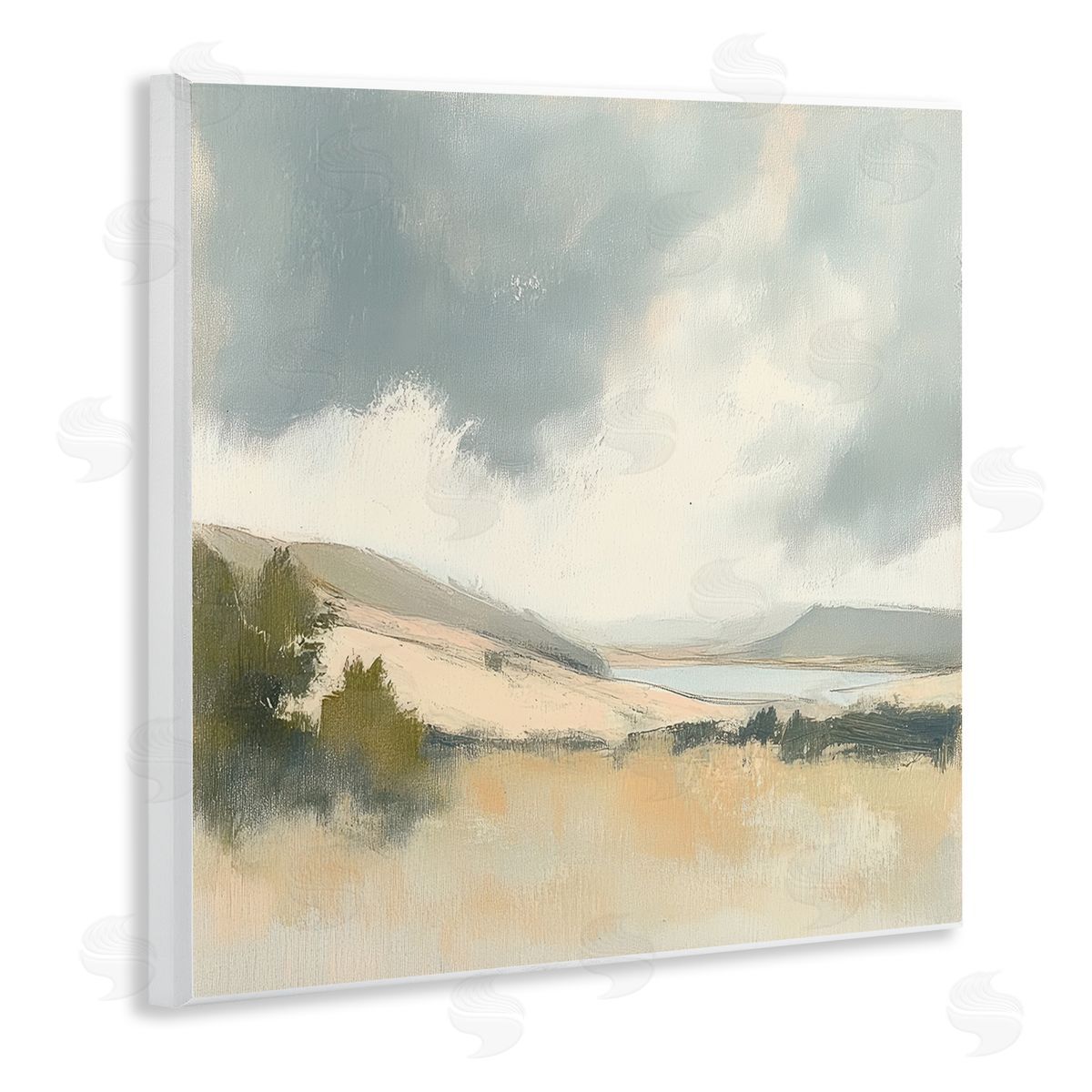 Mona Grace Brushed Landscape with Clouds Canvas Wall Art Print