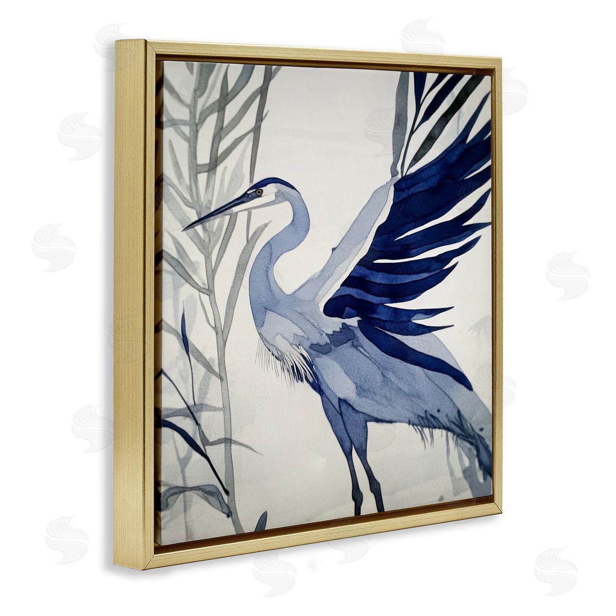 Mona Grace Whimsical Blue Heron Canvas Wall Art Print