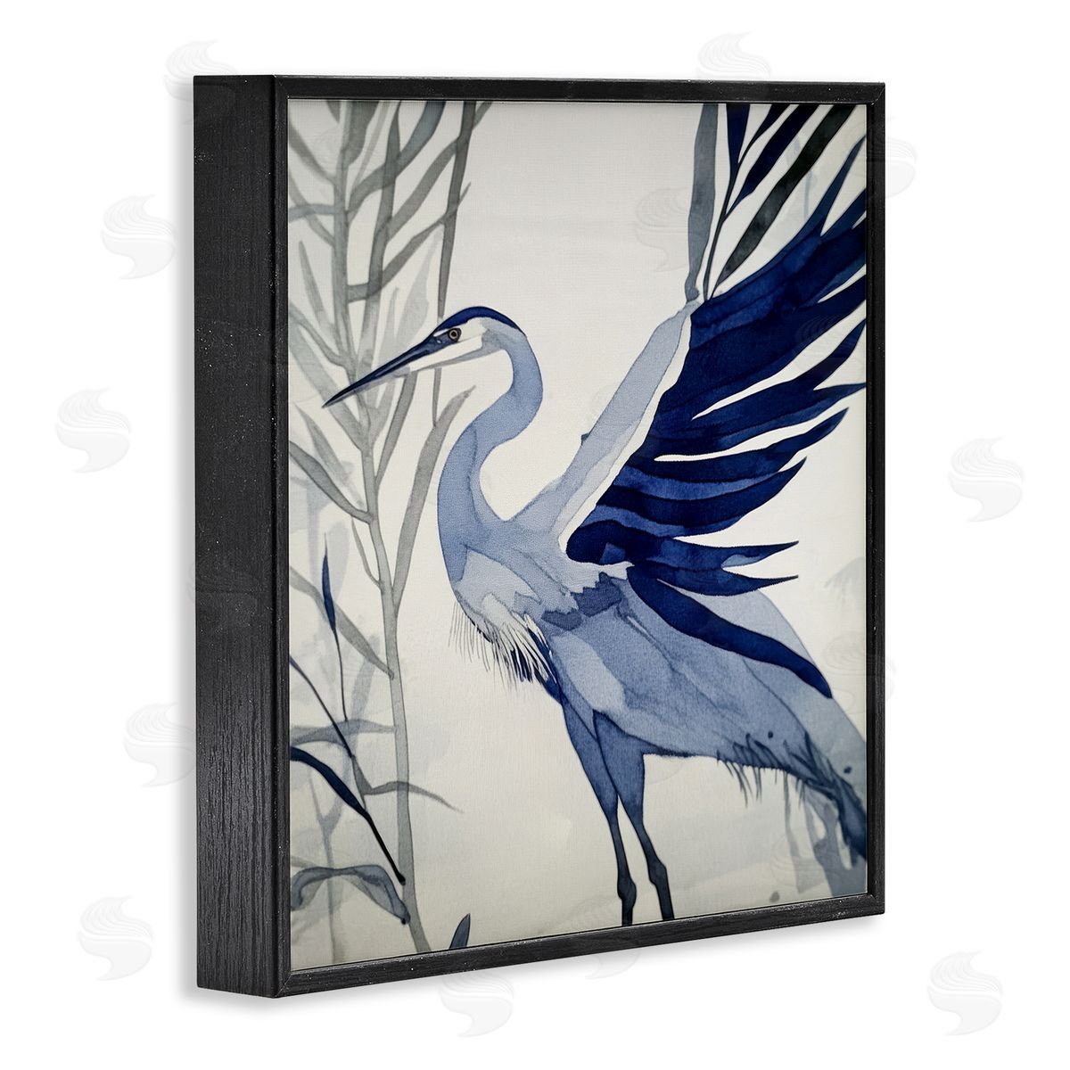 Mona Grace Whimsical Blue Heron Canvas Wall Art Print