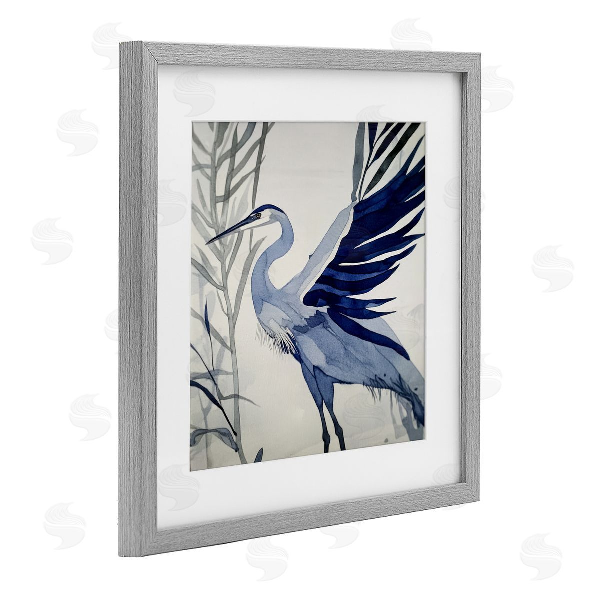 Mona Grace Whimsical Blue Heron Canvas Wall Art Print