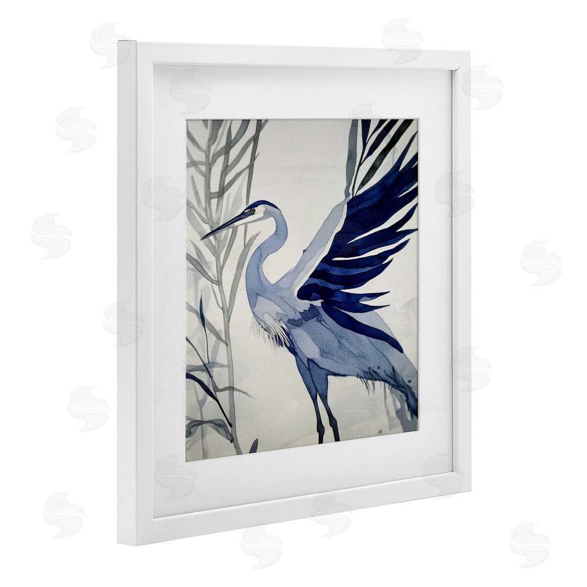 Mona Grace Whimsical Blue Heron Canvas Wall Art Print