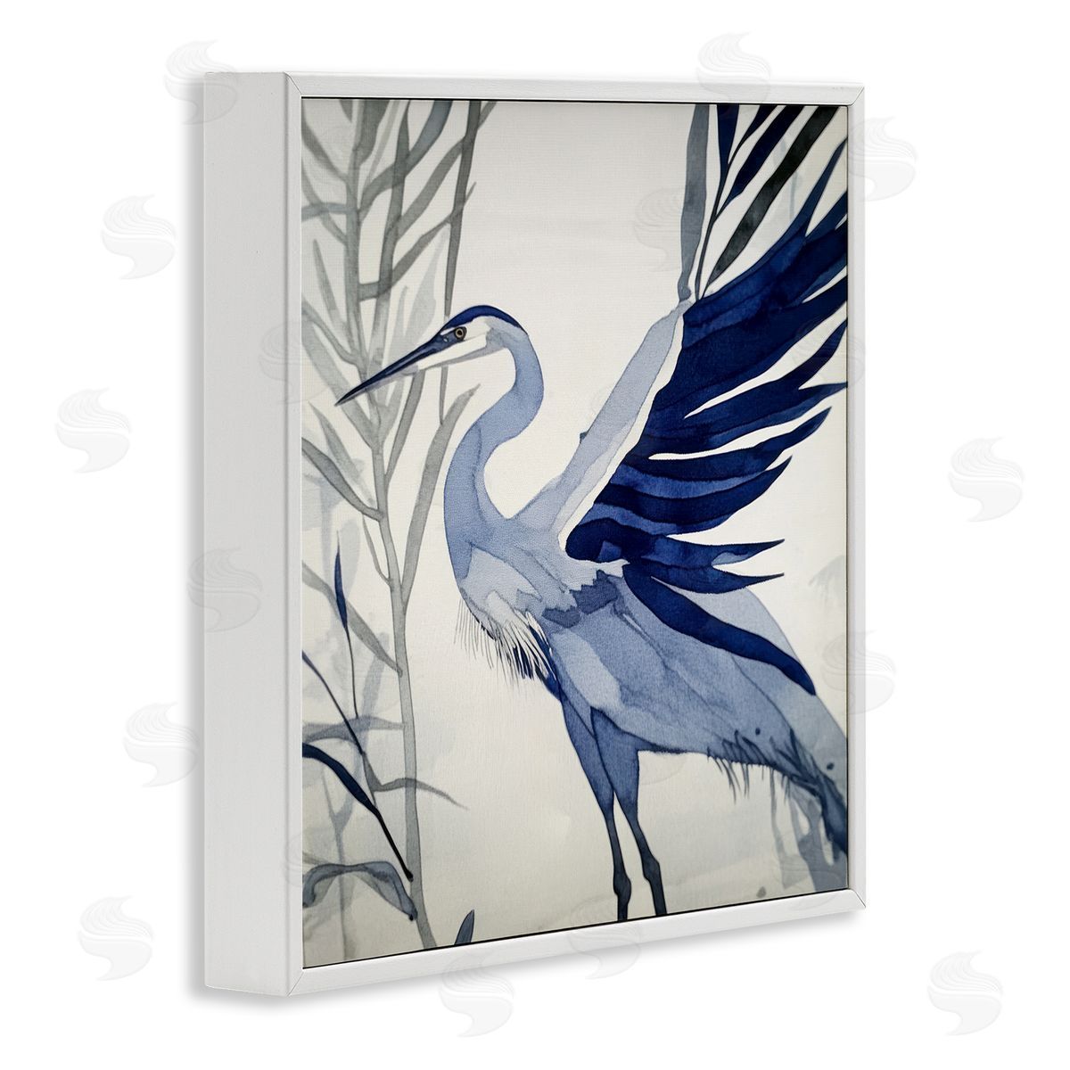 Mona Grace Whimsical Blue Heron Canvas Wall Art Print