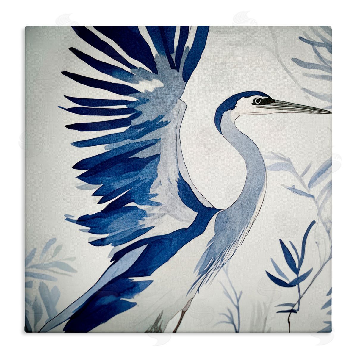 Mona Grace Blue Heron in Cool Tones Canvas Wall Art Print