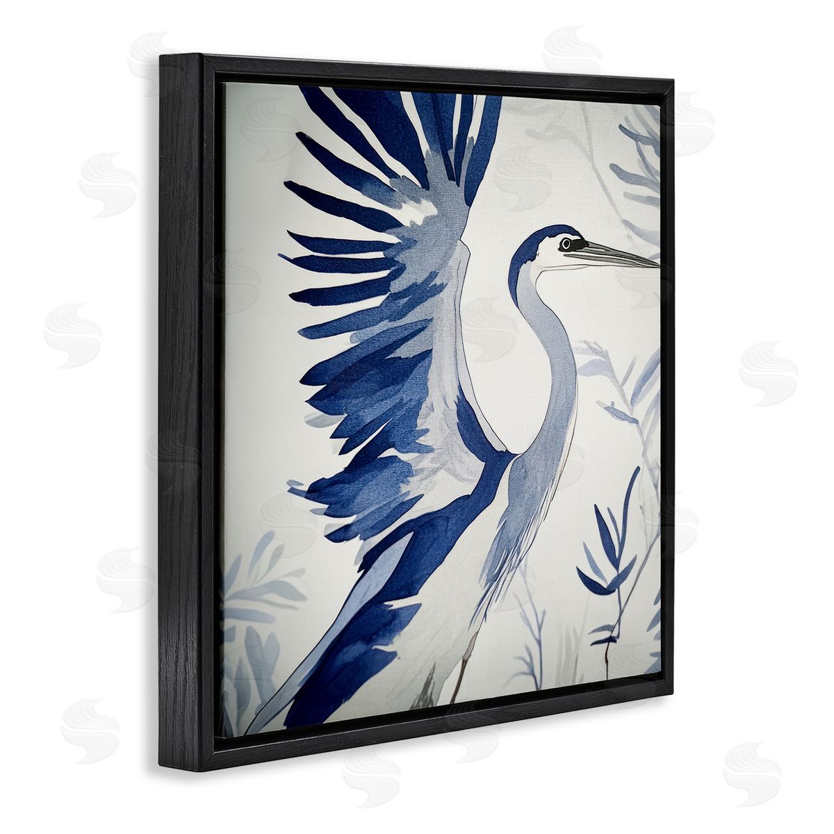 Mona Grace Blue Heron in Cool Tones Canvas Wall Art Print