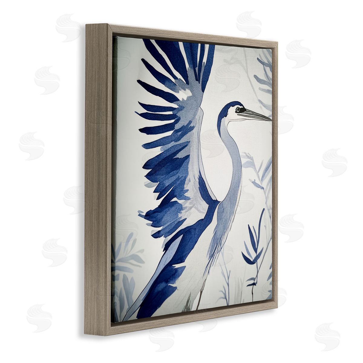 Mona Grace Blue Heron in Cool Tones Canvas Wall Art Print