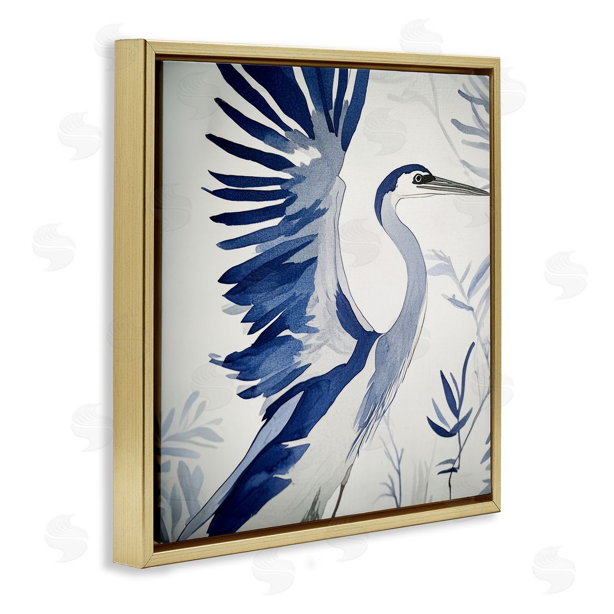 Mona Grace Blue Heron in Cool Tones Canvas Wall Art Print
