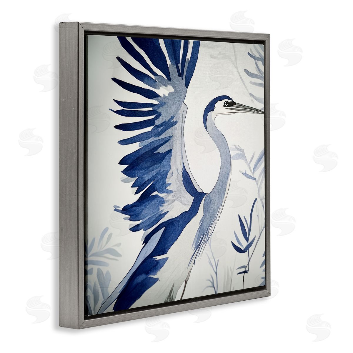 Mona Grace Blue Heron in Cool Tones Canvas Wall Art Print