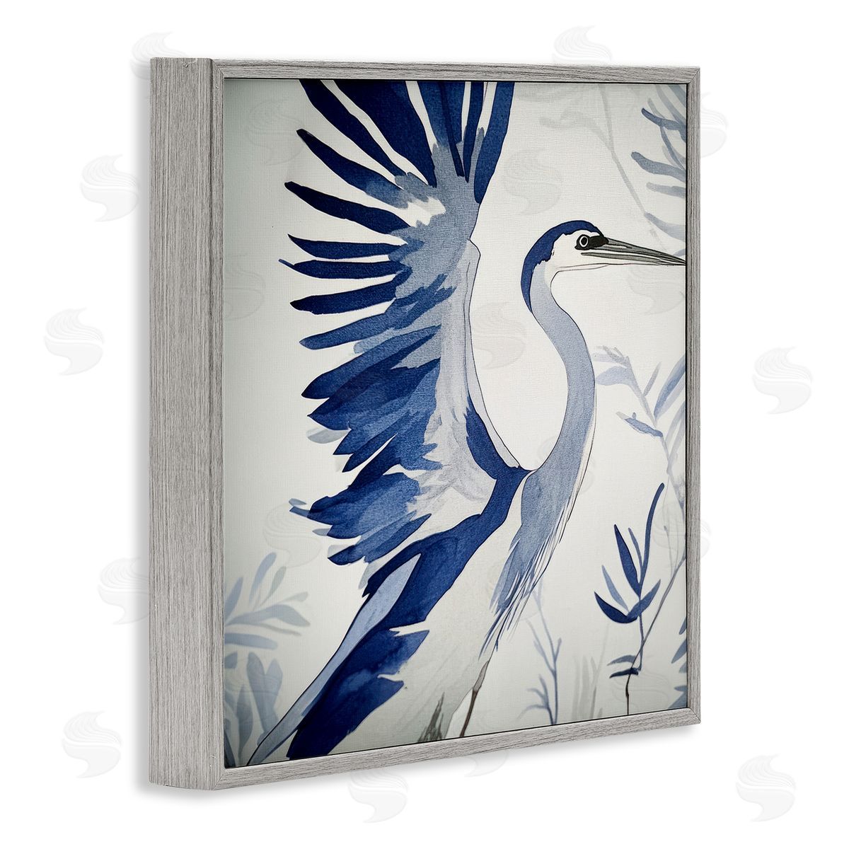 Mona Grace Blue Heron in Cool Tones Canvas Wall Art Print