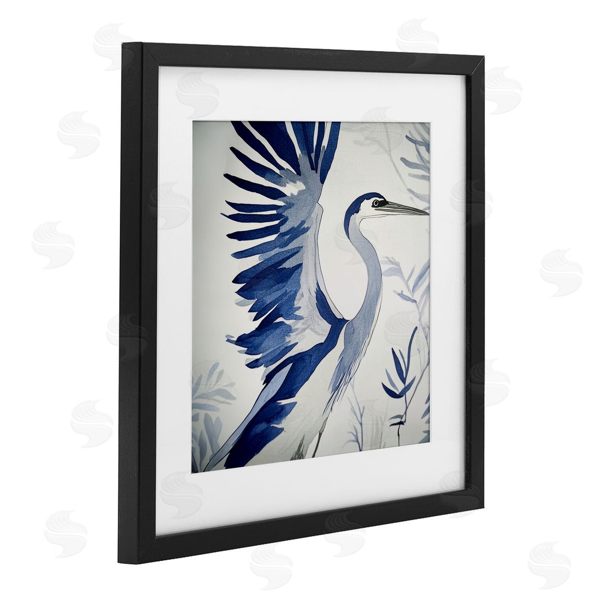 Mona Grace Blue Heron in Cool Tones Canvas Wall Art Print