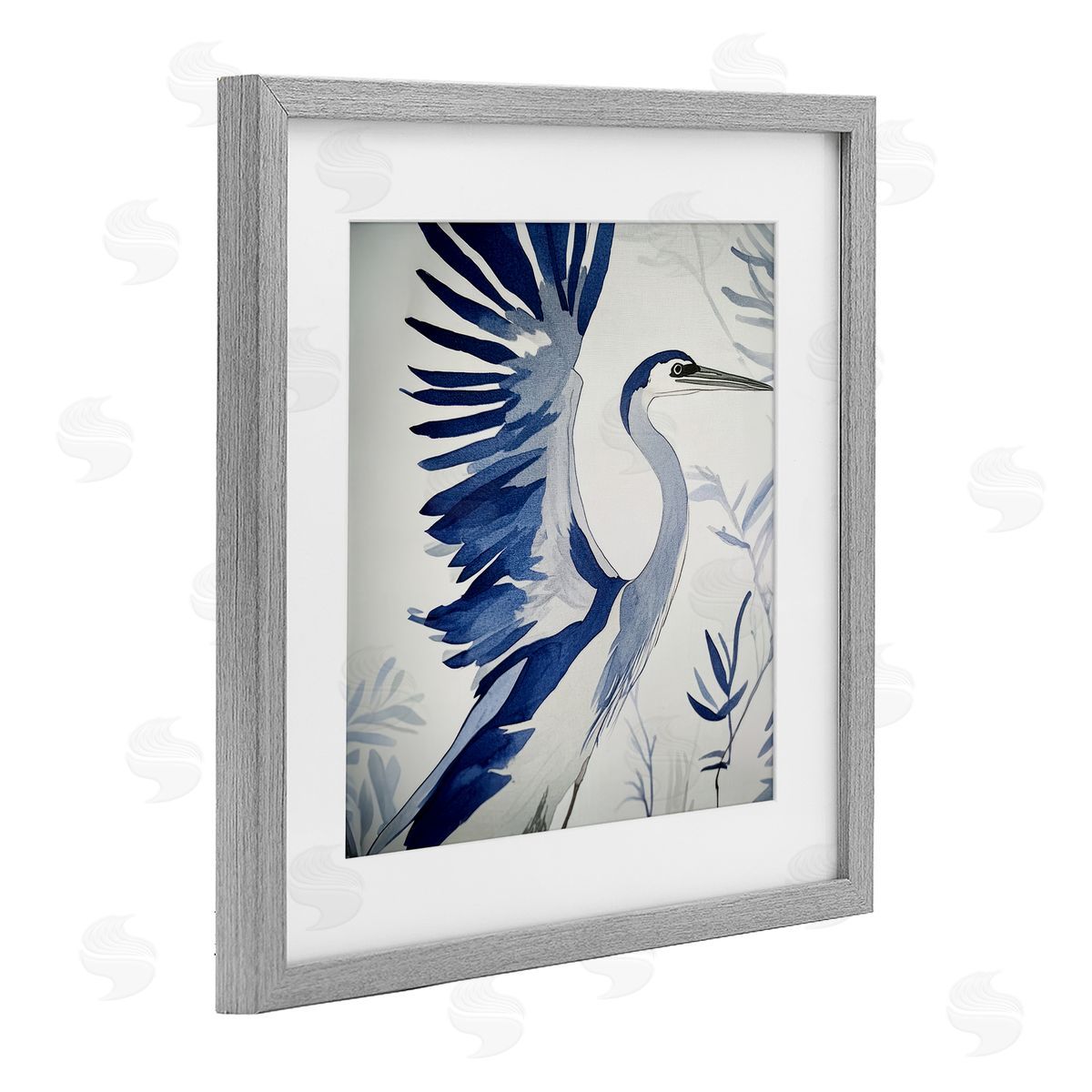 Mona Grace Blue Heron in Cool Tones Canvas Wall Art Print