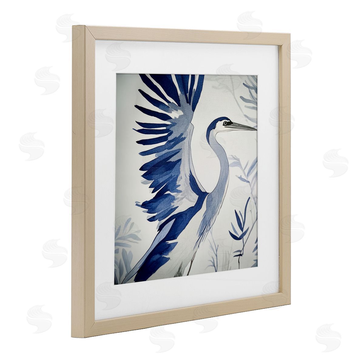 Mona Grace Blue Heron in Cool Tones Canvas Wall Art Print