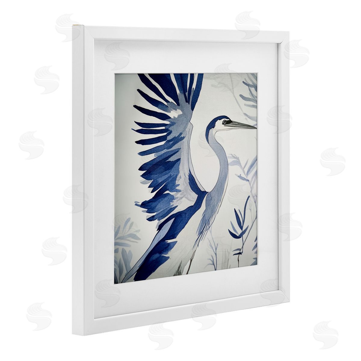 Mona Grace Blue Heron in Cool Tones Canvas Wall Art Print