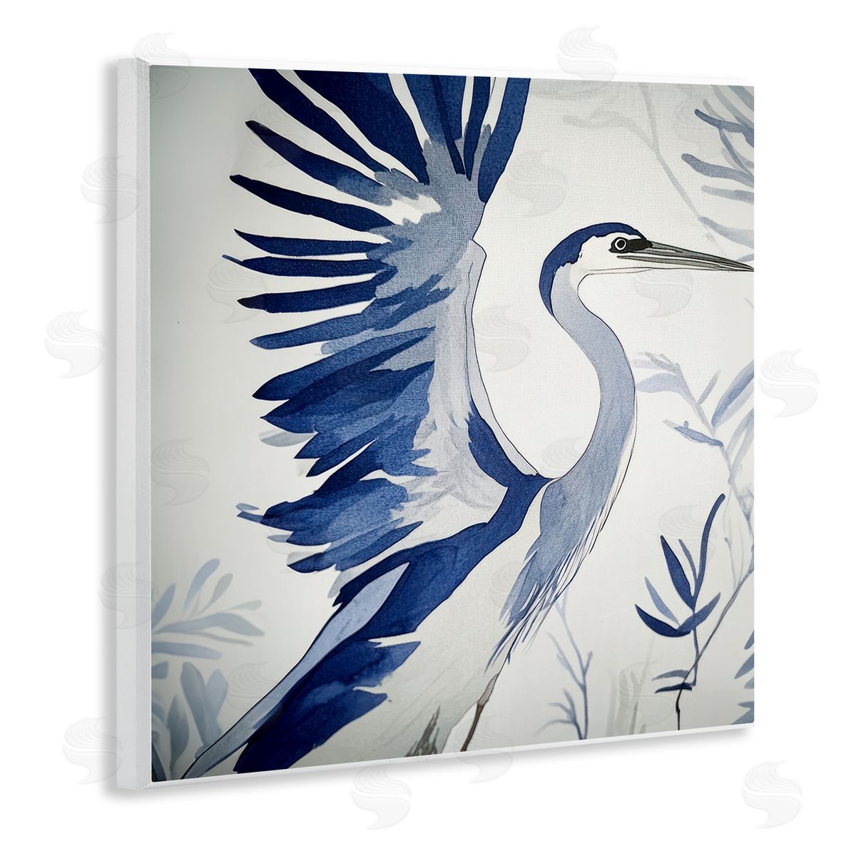 Mona Grace Blue Heron in Cool Tones Canvas Wall Art Print