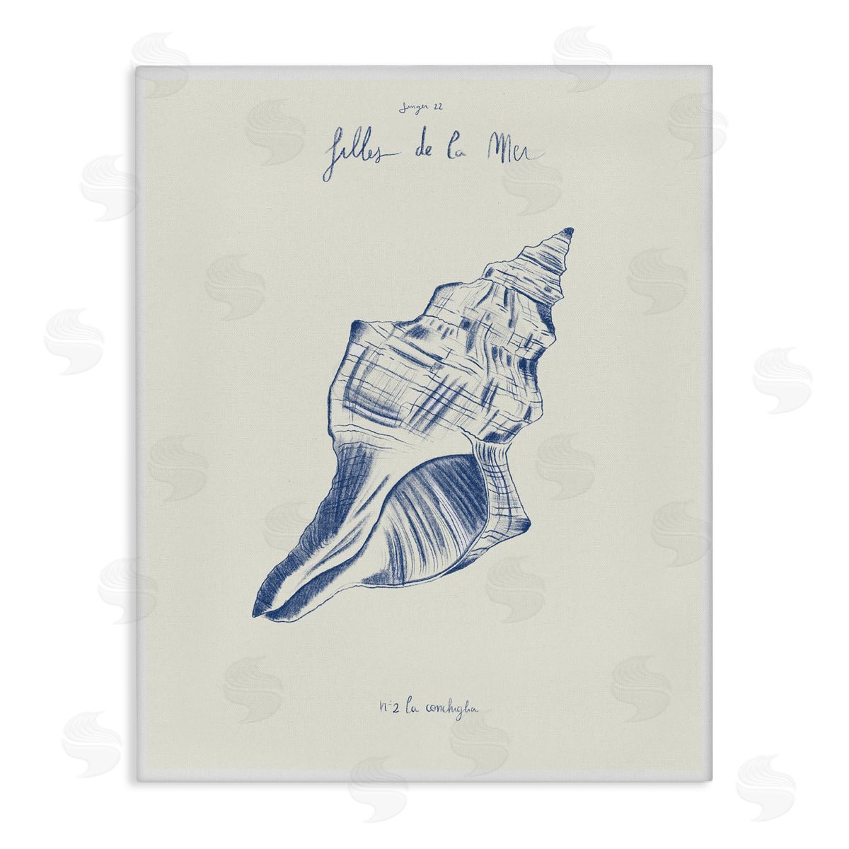 1x Filles De La Mer Conch Shell Canvas Wall Art Print