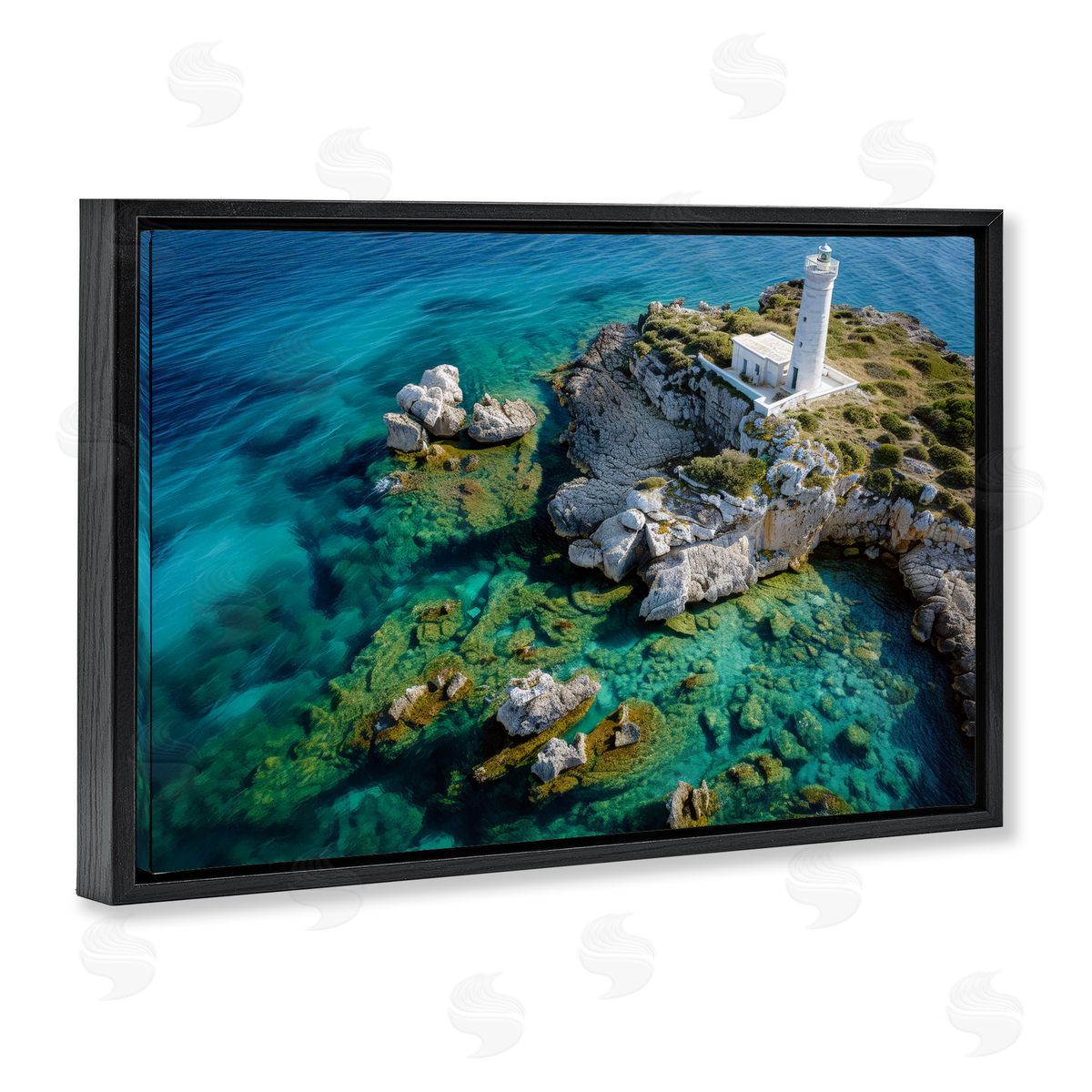 Don Schwartz Lighthouse with Seaside Rocks Canvas Wall Art Print