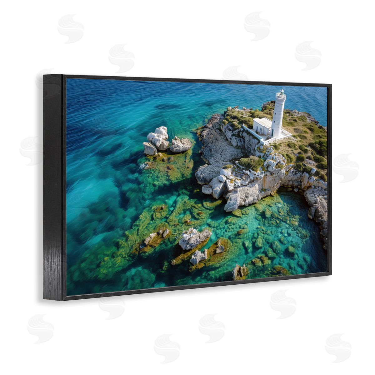 Don Schwartz Lighthouse with Seaside Rocks Canvas Wall Art Print