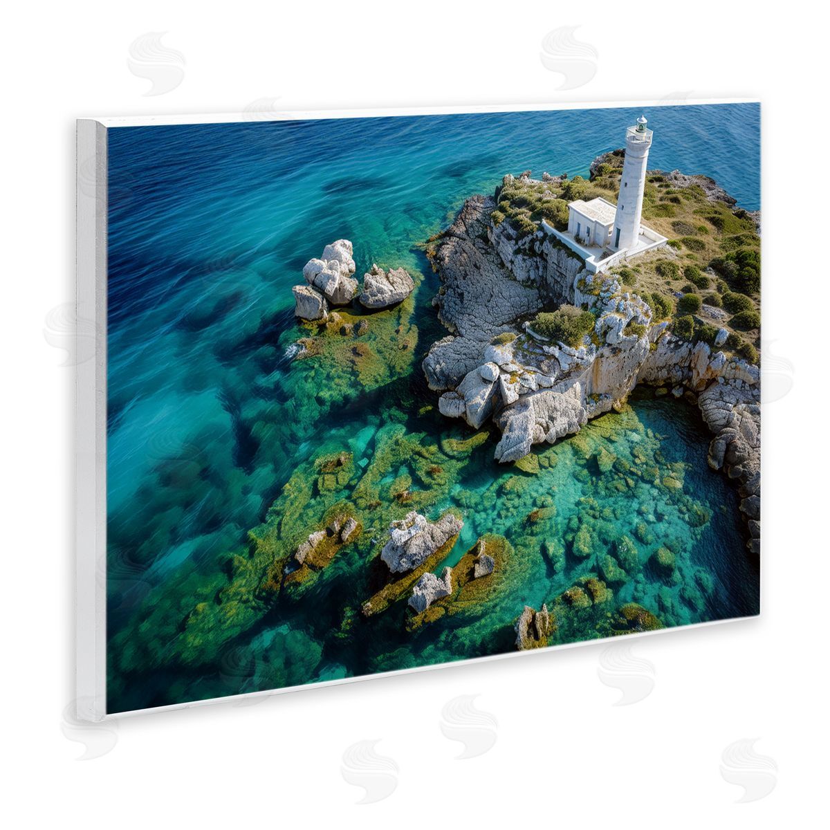 Don Schwartz Lighthouse with Seaside Rocks Canvas Wall Art Print
