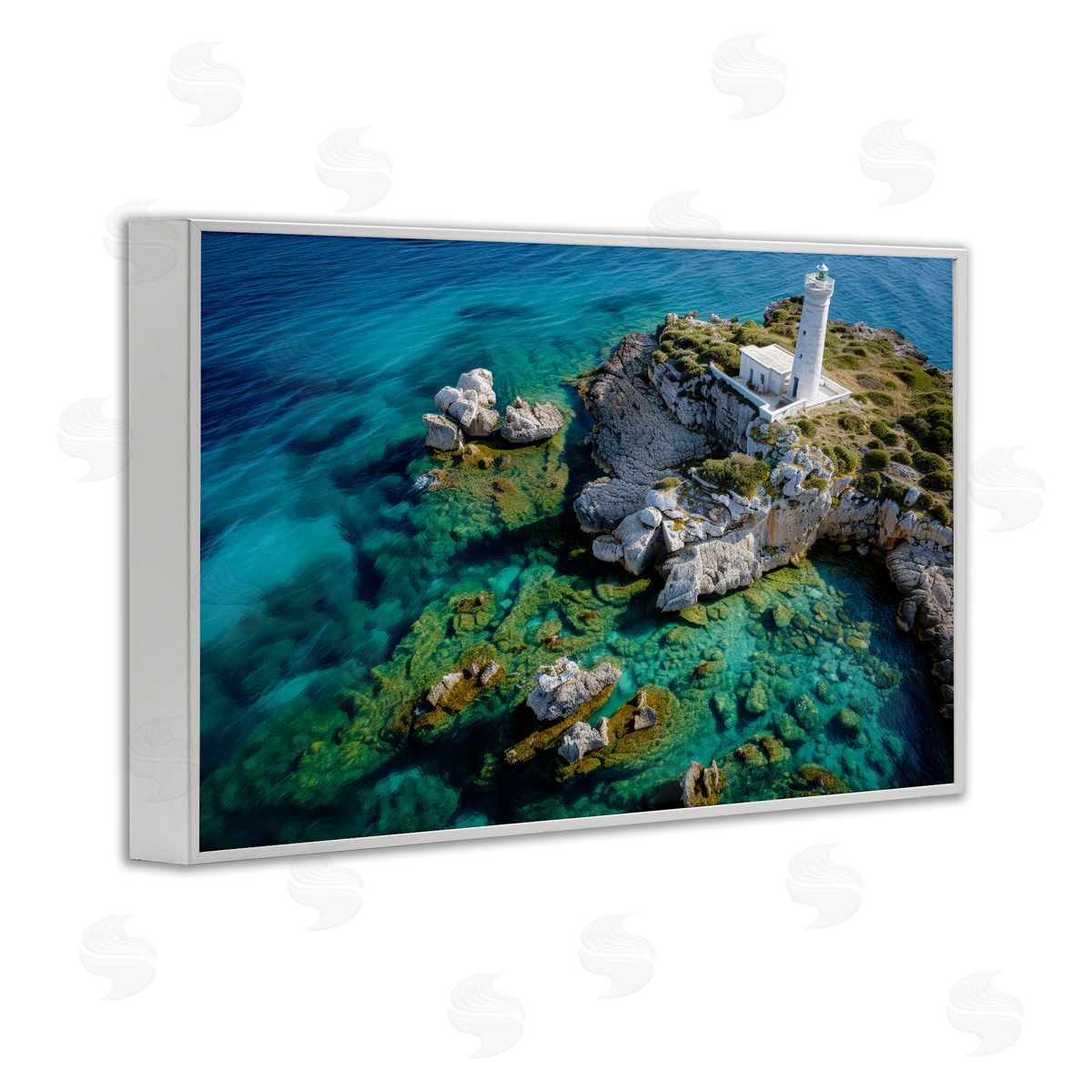 Don Schwartz Lighthouse with Seaside Rocks Canvas Wall Art Print