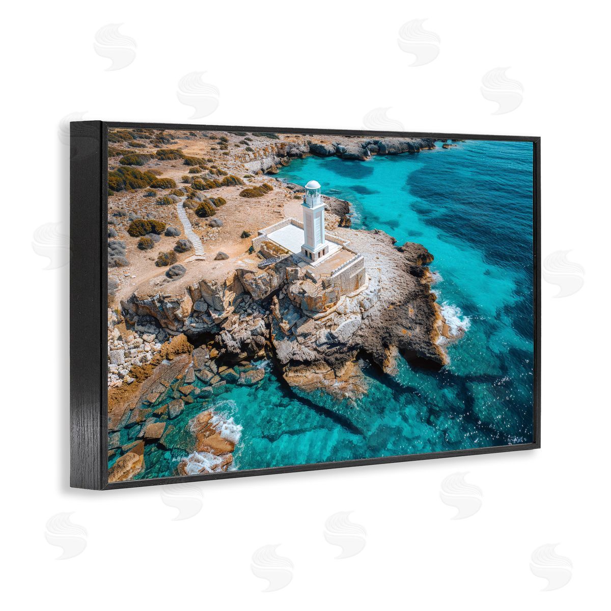 Don Schwartz Mediterranean Lighthouse Overlook Canvas Wall Art Print