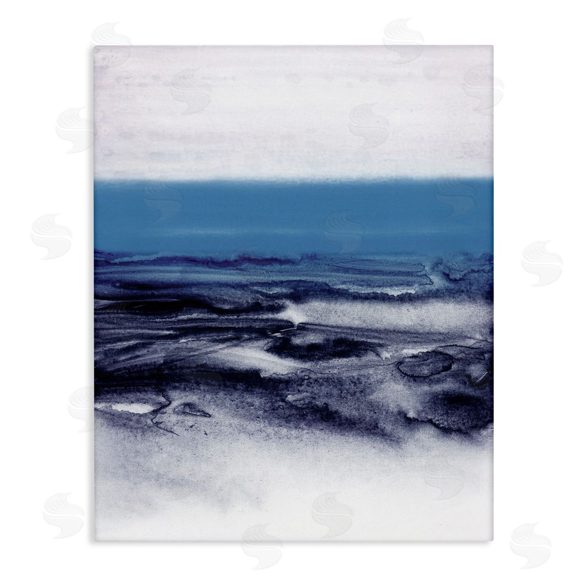 1x Watercolor Landscape in Blue Canvas Wall Art Print