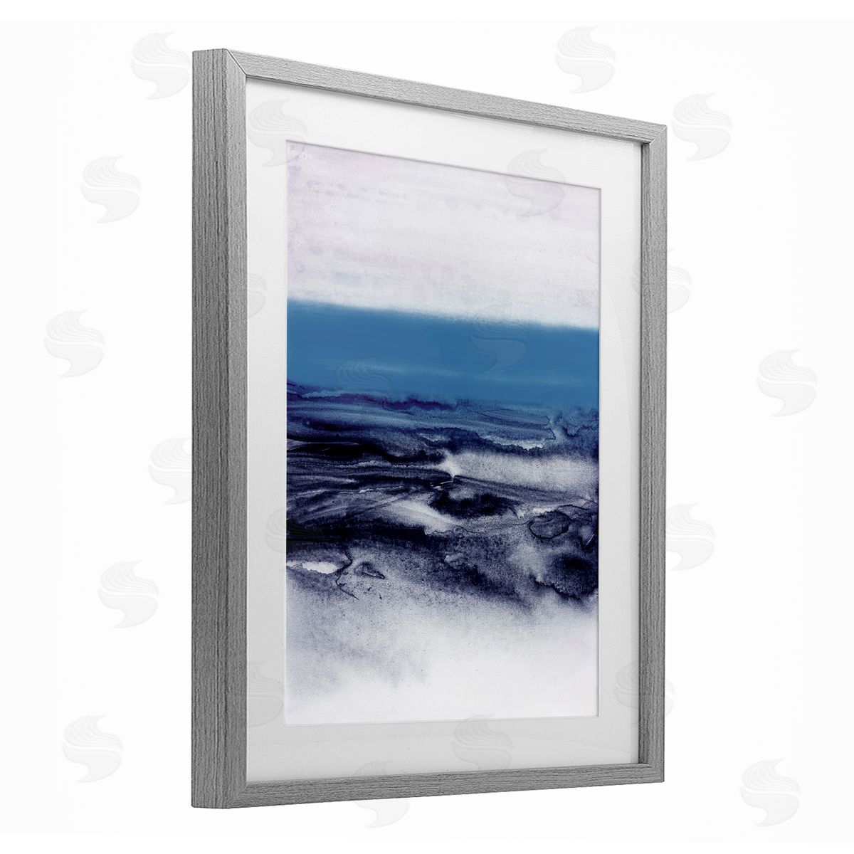 1x Watercolor Landscape in Blue Canvas Wall Art Print