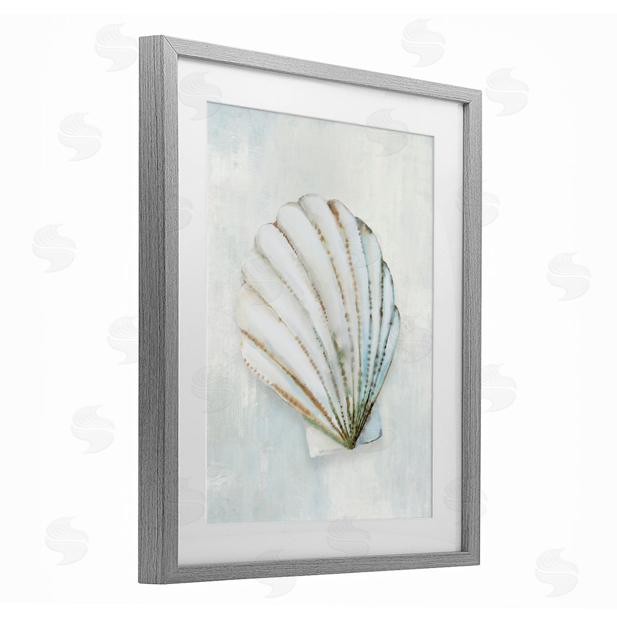 Hannah Dawson Grey Seashell Serenity Canvas Wall Art Print
