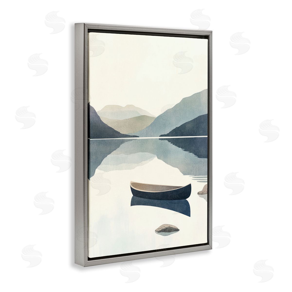 Mona Grace Silent Shore with Boat Canvas Wall Art Print