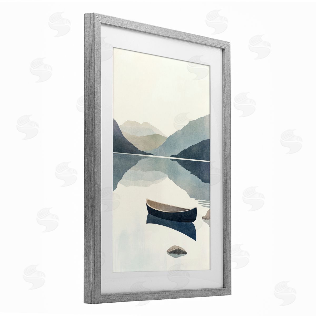 Mona Grace Silent Shore with Boat Canvas Wall Art Print