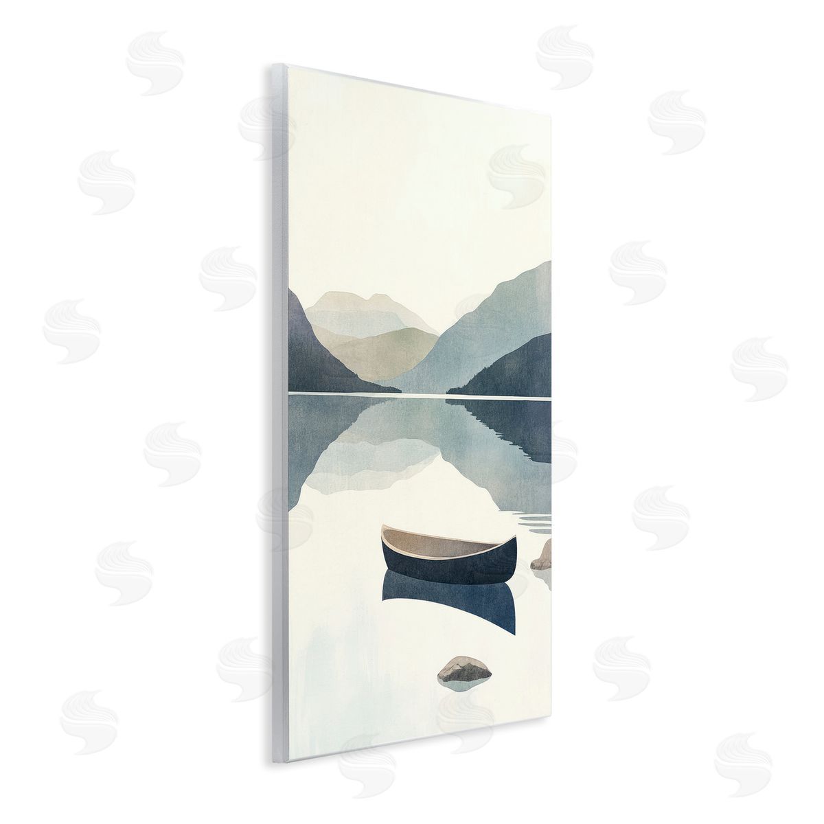 Mona Grace Silent Shore with Boat Canvas Wall Art Print