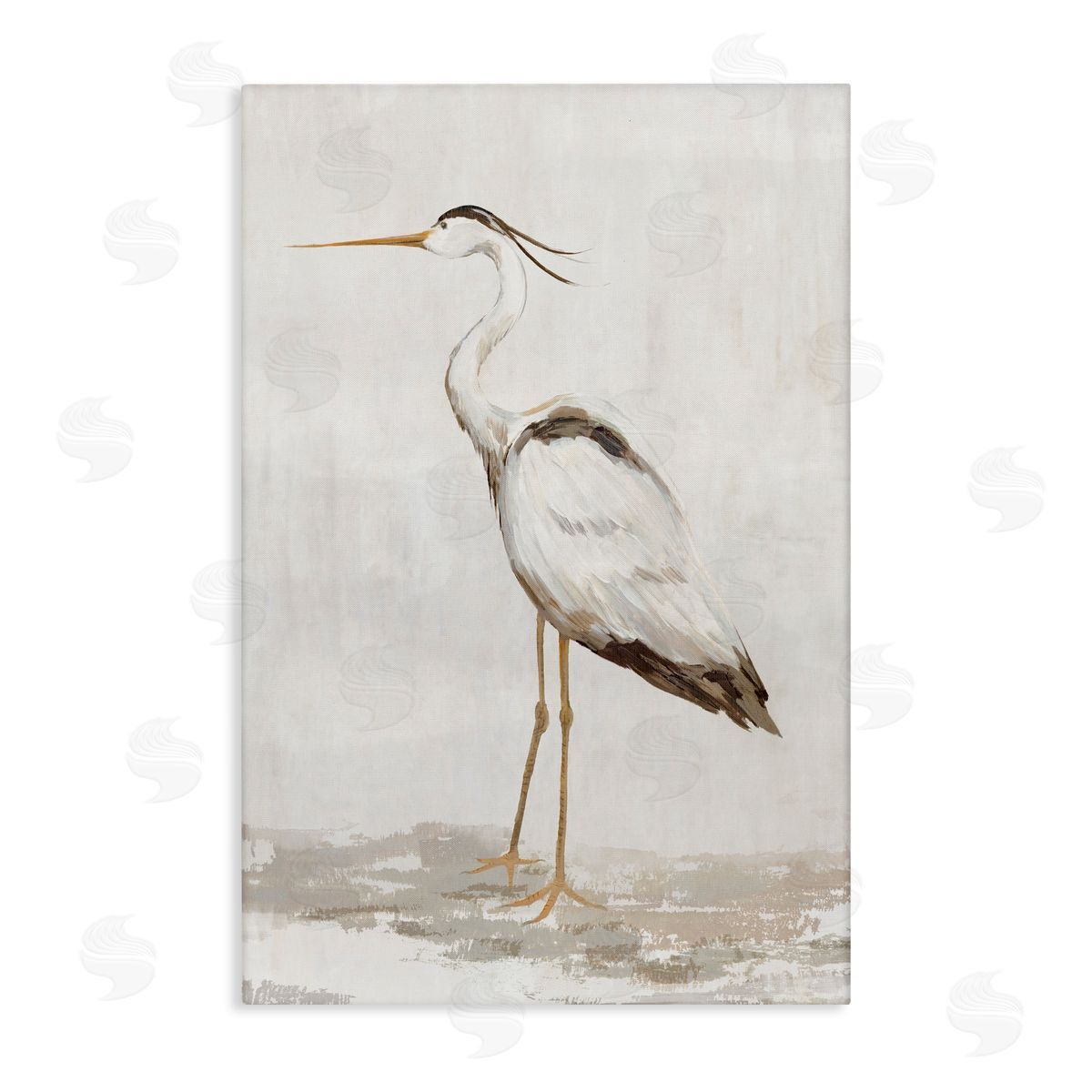 Hannah Dawson Serene Heron on Beige Canvas Wall Art Print