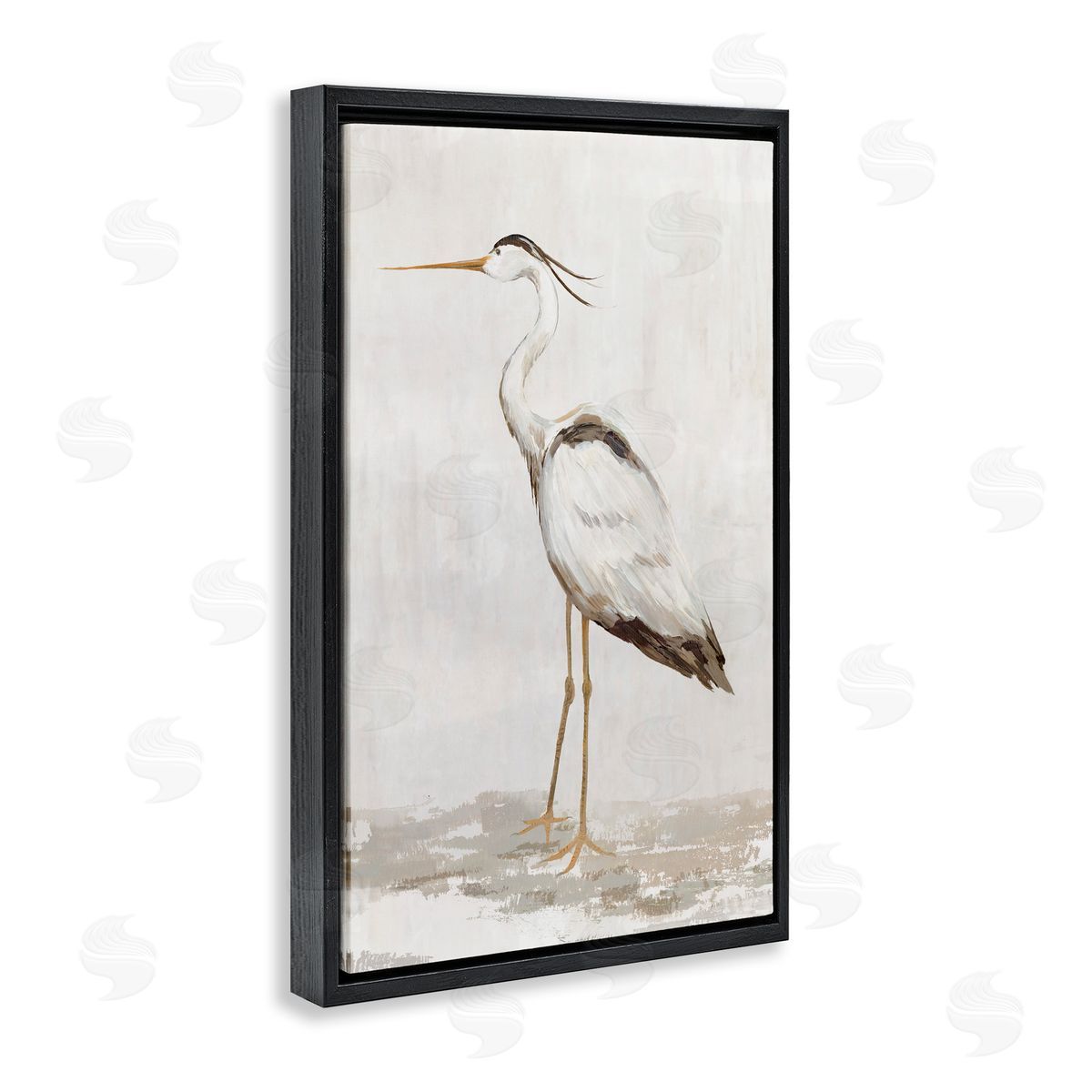 Hannah Dawson Serene Heron on Beige Canvas Wall Art Print