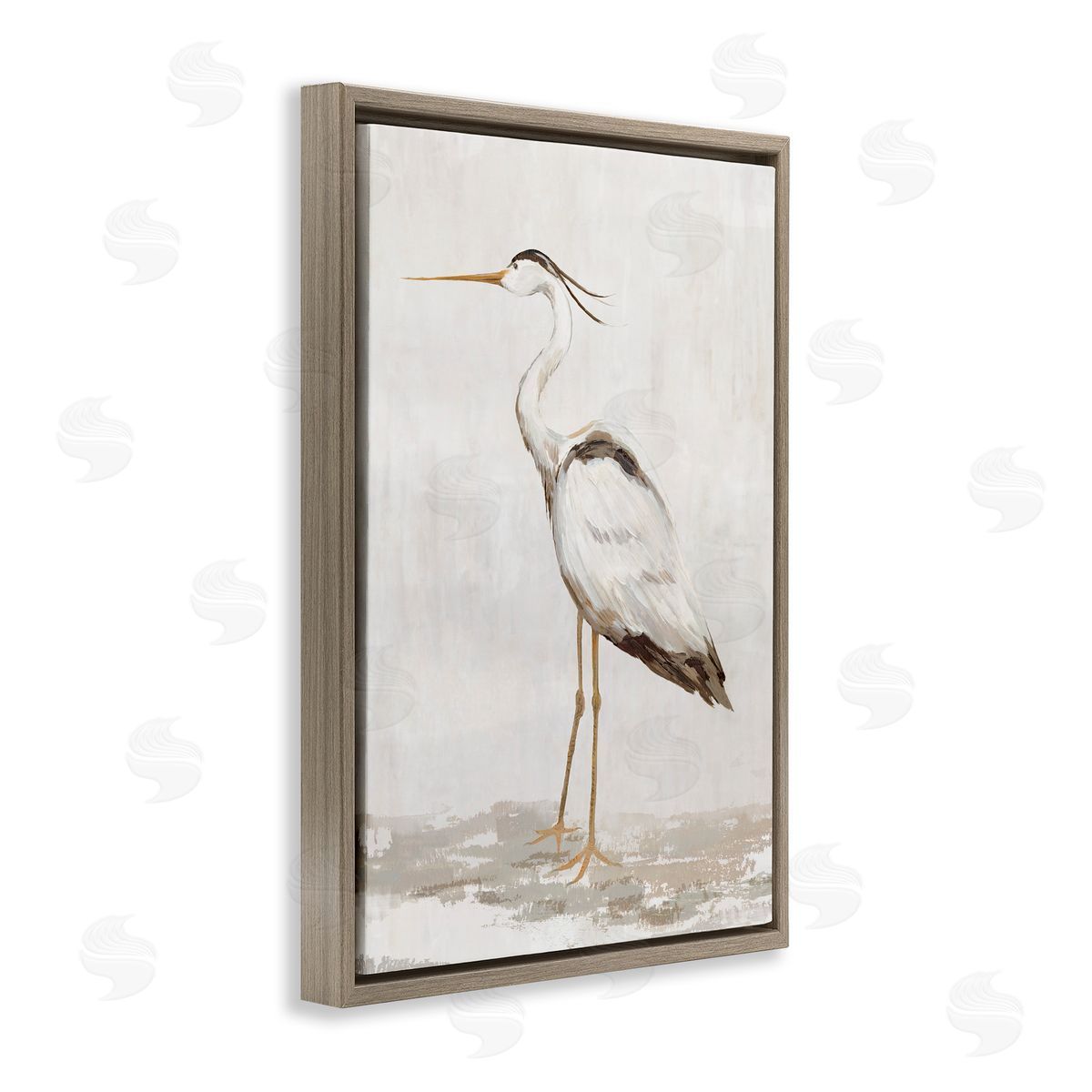 Hannah Dawson Serene Heron on Beige Canvas Wall Art Print