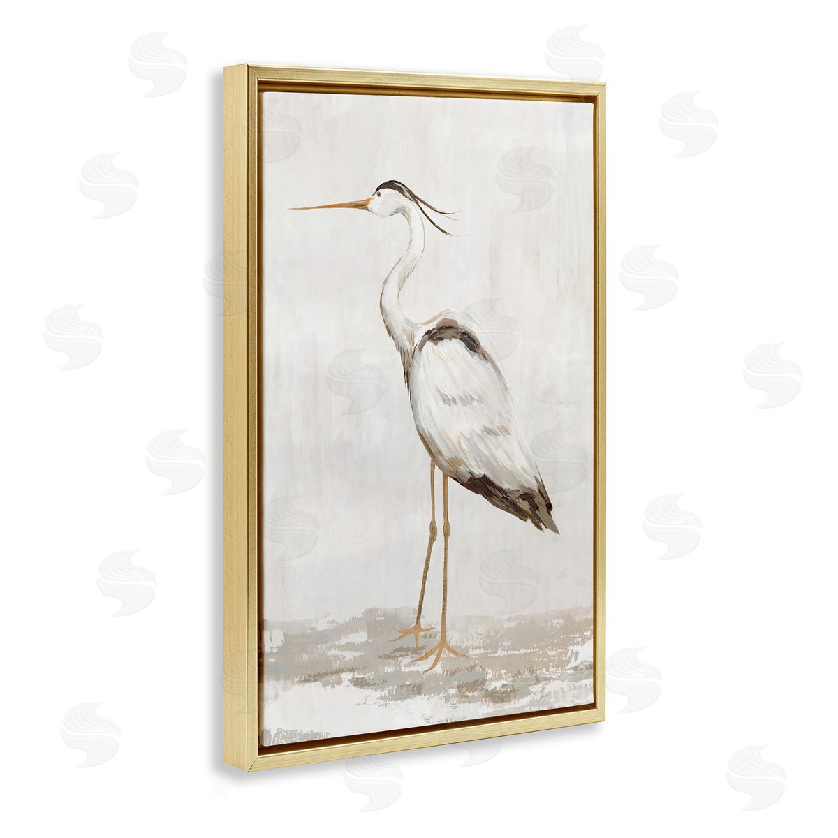 Hannah Dawson Serene Heron on Beige Canvas Wall Art Print