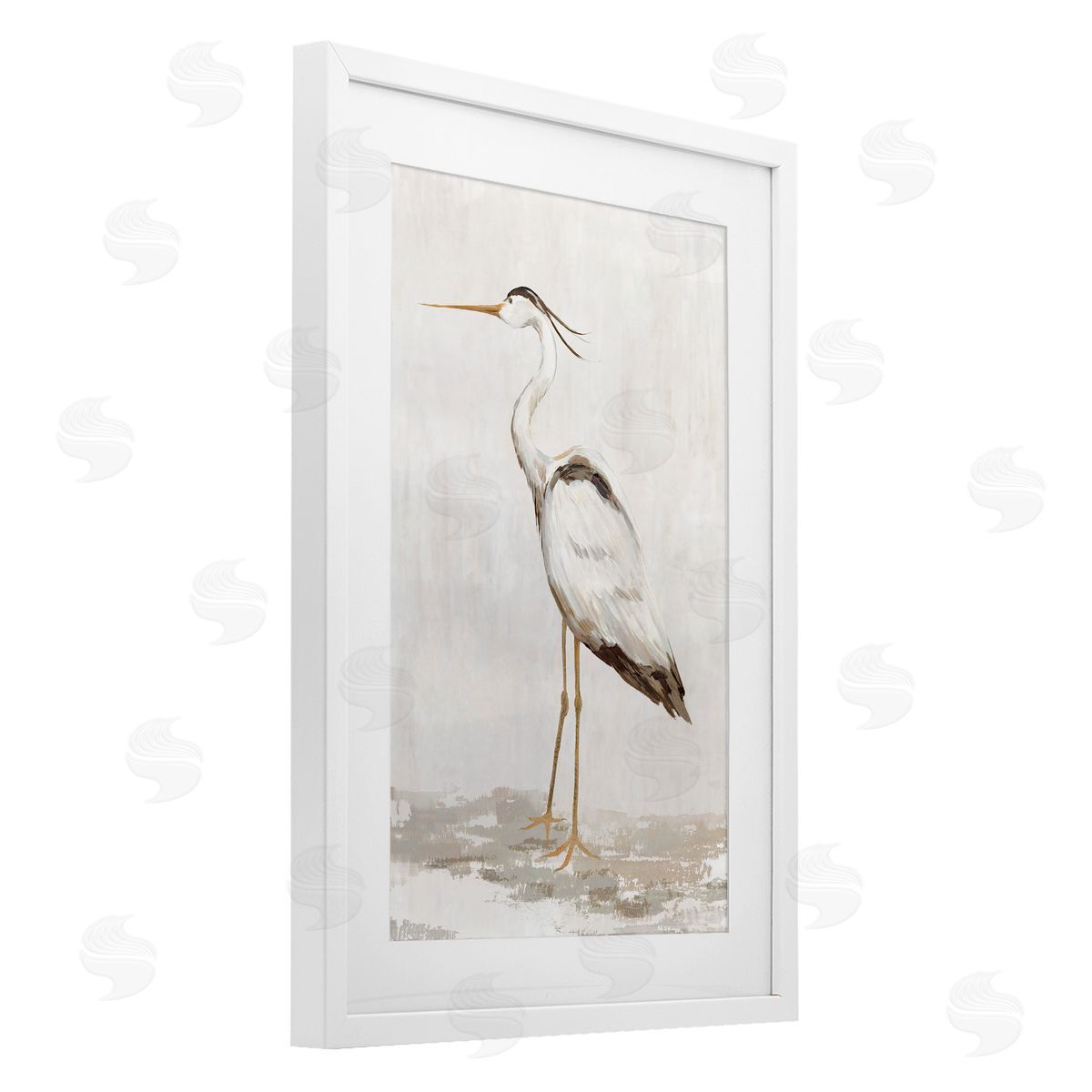 Hannah Dawson Serene Heron on Beige Canvas Wall Art Print
