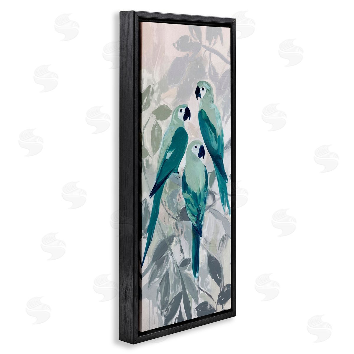 Amanda Tsoukanelis Green Parrot Trio Canvas Wall Art Print