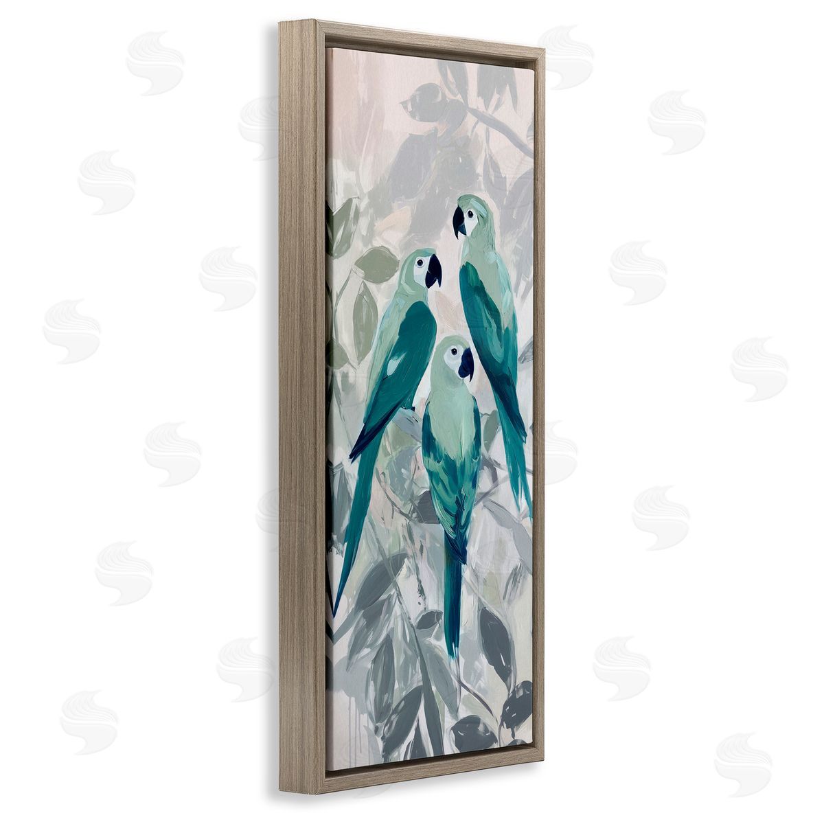 Amanda Tsoukanelis Green Parrot Trio Canvas Wall Art Print