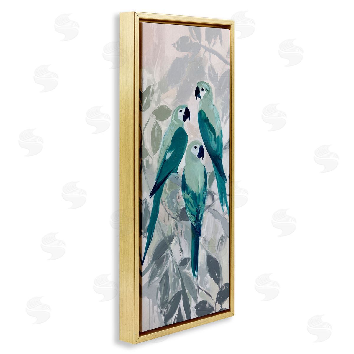 Amanda Tsoukanelis Green Parrot Trio Canvas Wall Art Print