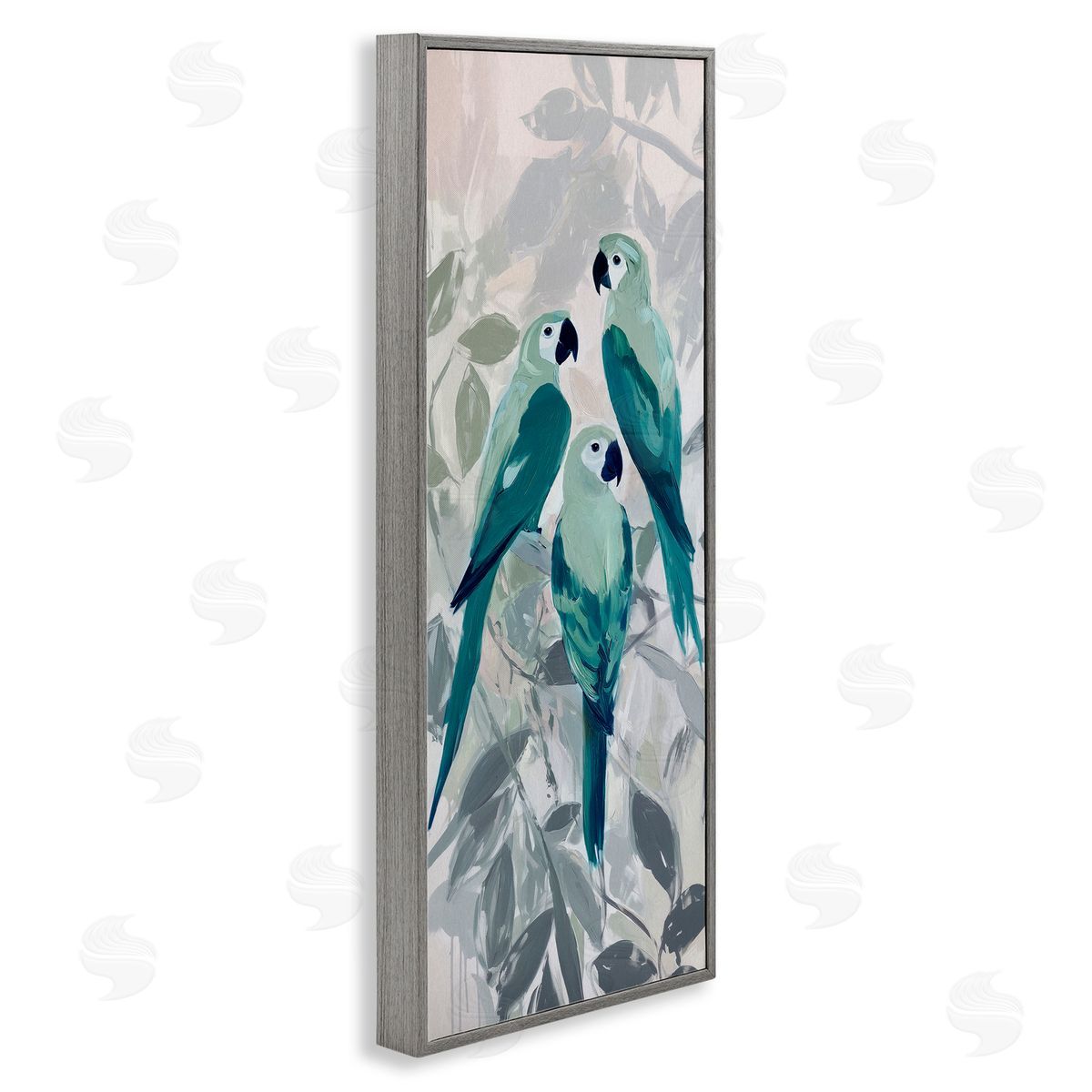 Amanda Tsoukanelis Green Parrot Trio Canvas Wall Art Print