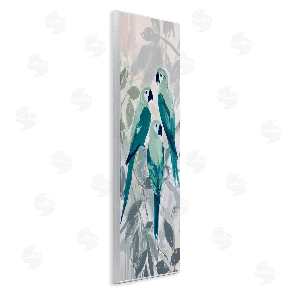 Amanda Tsoukanelis Green Parrot Trio Canvas Wall Art Print
