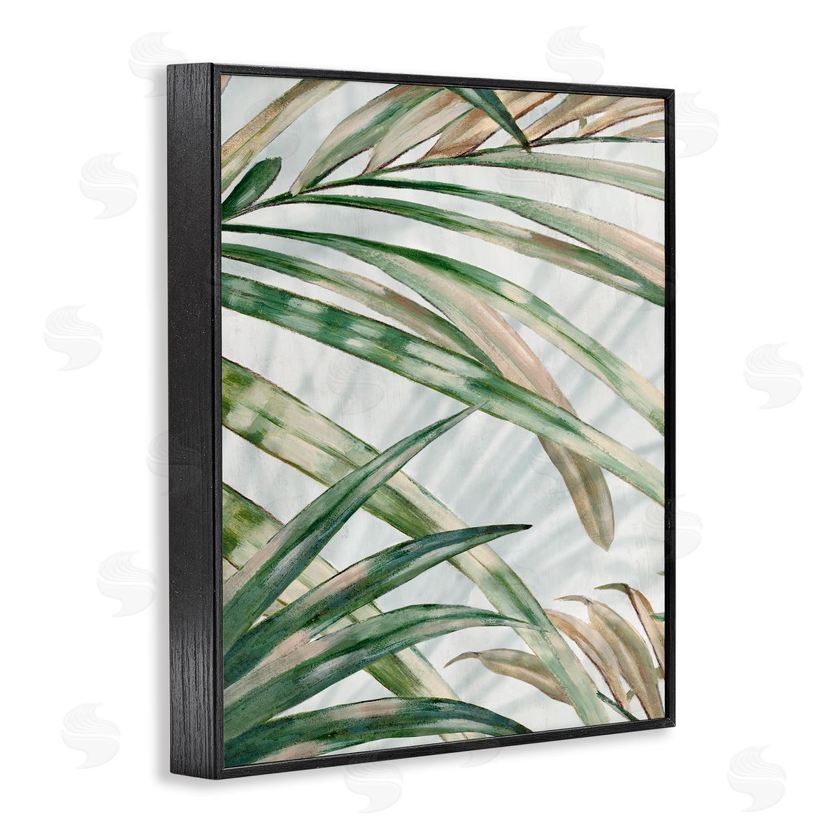 Alex Black Tropical Frond Impressions Canvas Wall Art Print